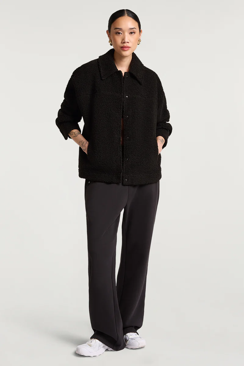 ARDEN Fleece Overshirt Black - Image 4