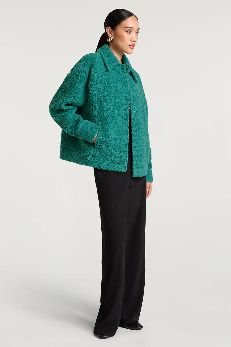 ARDEN Fleece Overshirt Teal Tide - Image 4