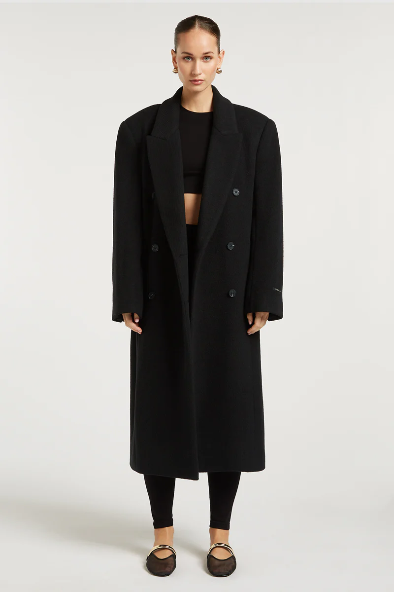 CHARLIE Wool Overcoat Black