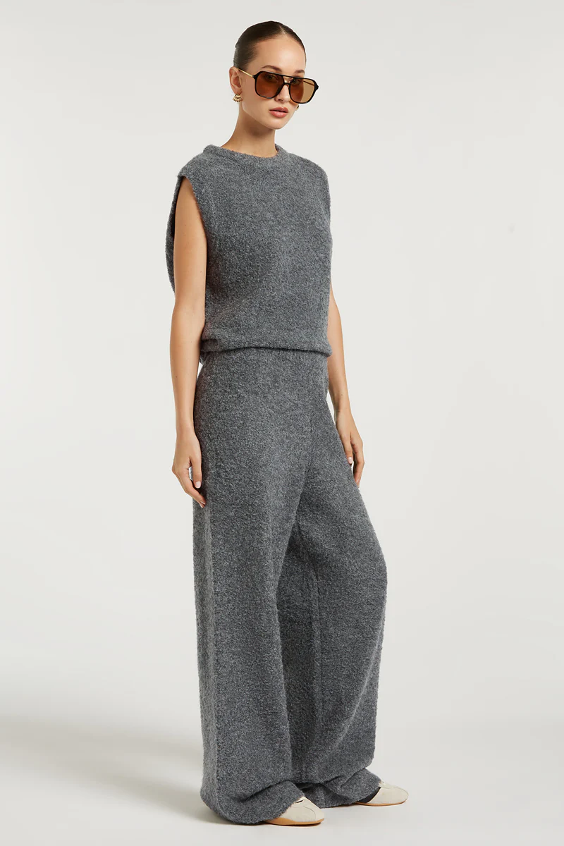 COCO Boucle Knit Joggers Grey - Image 6
