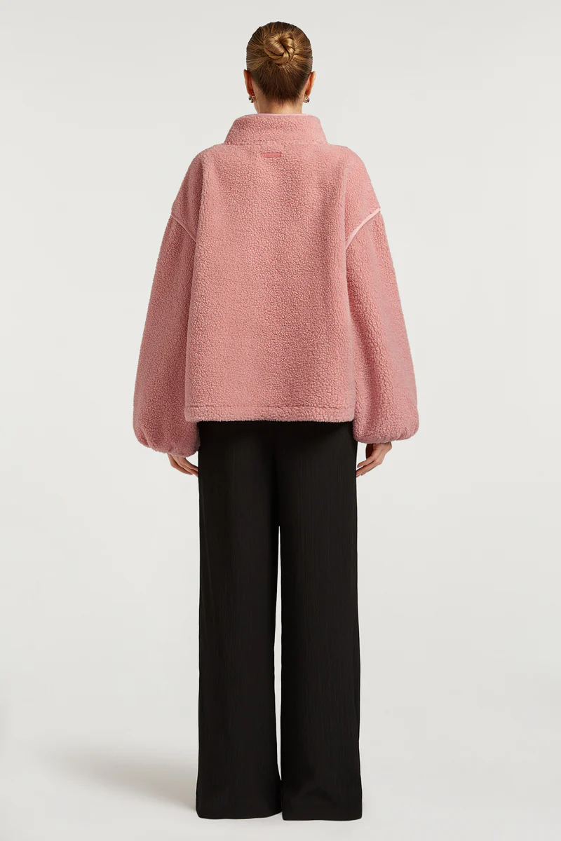 SLOANE Borg Half-Zip Ballerina Pink - Image 2