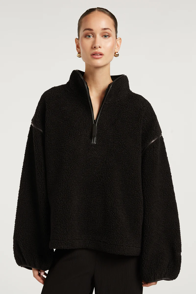 SLOANE Borg Half-Zip Black - Image 3