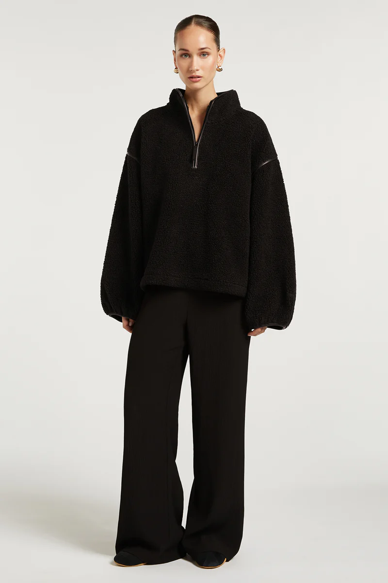 SLOANE Borg Half-Zip Black - Image 6