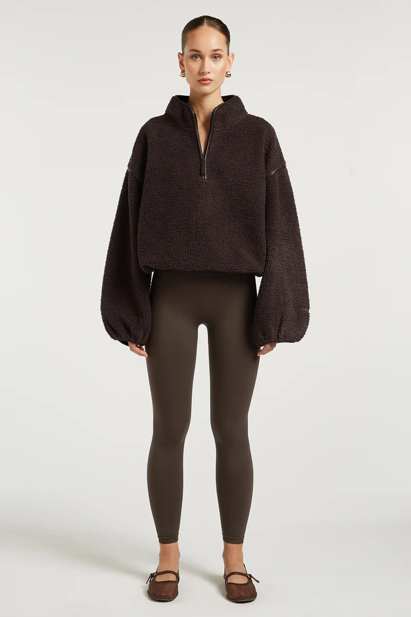 SLOANE Borg Half-Zip Espresso