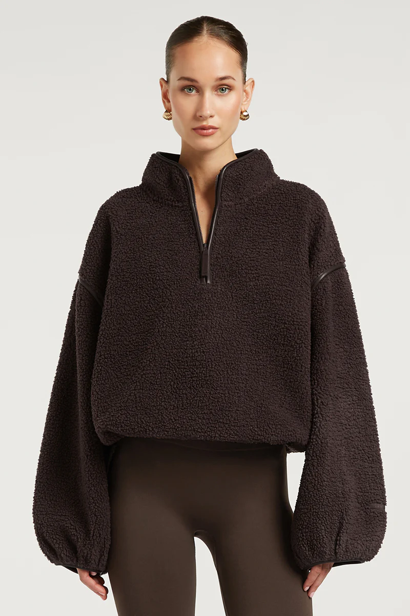 SLOANE Borg Half-Zip Espresso - Image 3