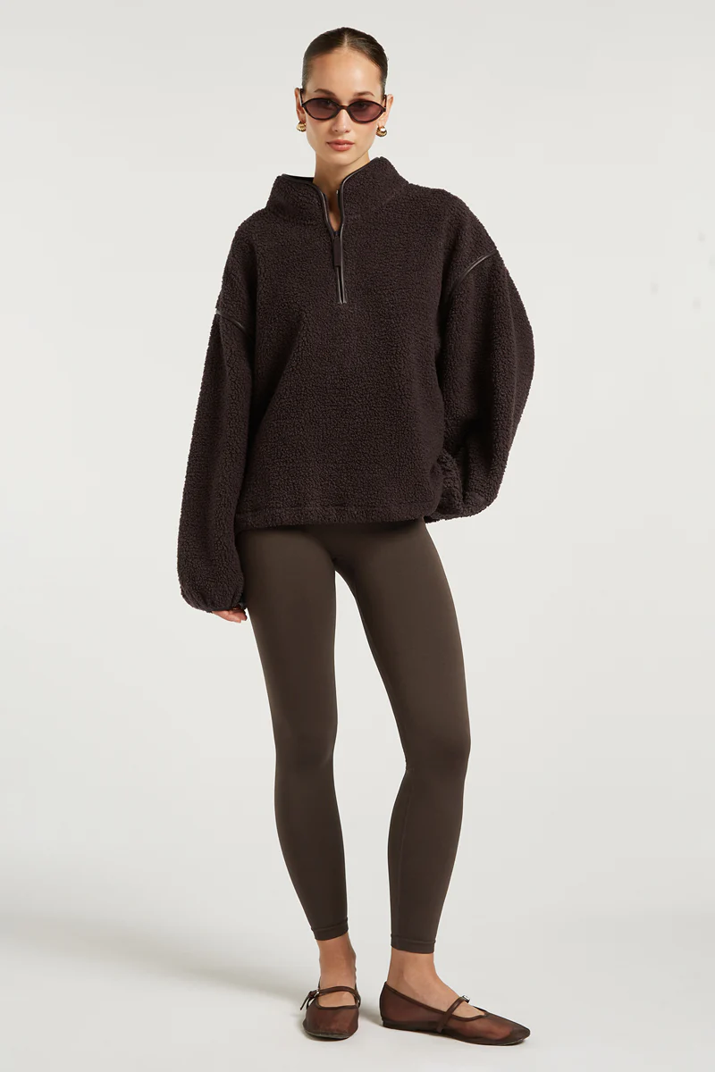SLOANE Borg Half-Zip Espresso - Image 6